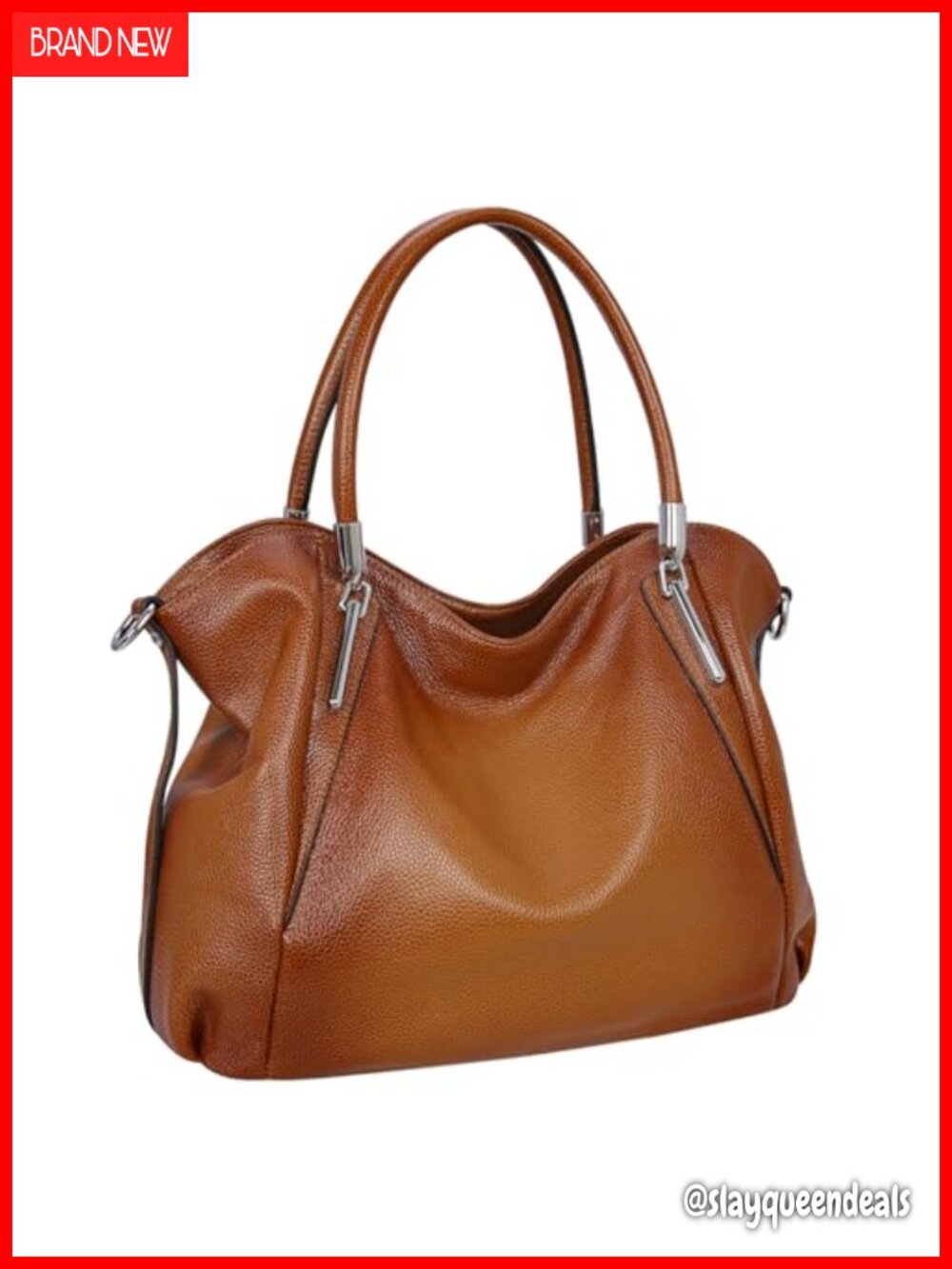 Genuine Leather Satchel Tote Handbag with Detachable Strap